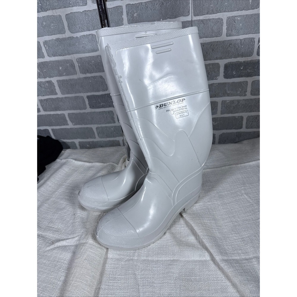 Dunlop Mens White Steel Toe Waterproof Work Boots Steel Shank USA Made Size 12